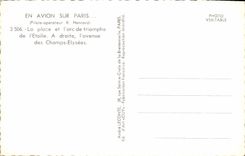 POSTAL MODERNA en plano en París el lugar y Arc de Triomphe Etoile a la derecha la avenida del Champs Elysées