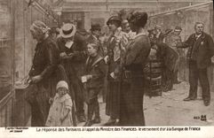 VINTAGE POSTCARD the Response Of Parisian To the Call Of the Minister for Finance the Payment Of Gold in Banque de France