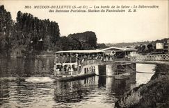 Bordes de Meudon Bellevue de la POSTAL de la VENDIMIA del Seine el muelle de descarga de la estación parisiense de los barcos de los barcos funiculares