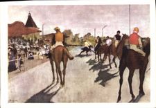 CPM Degas Aux courses devant les tribunes Hippisme Cheval