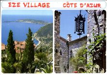POSTAL MODERNA la aldea de Eze dimensiona azul