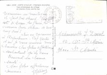 POSTAL MODERNA la aldea de Eze dimensiona azul