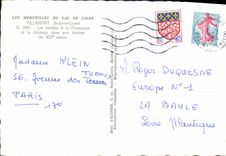 MODERN CARD Wonders Of the Loire Valley Villandry Gardens with the Frenchwoman and the cahteau with her keep