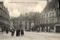 VINTAGE POSTCARD Dijon Places Theater Savings bank