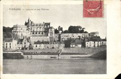 POSTAL Touraine Amboise de la VENDIMIA y su castillo