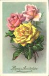 CPA Fleurs Heureux Anniversaire