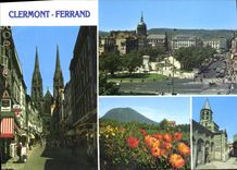 POSTAL MODERNA Clermont-Ferrand la calle de las grasas y los lugares de la catedral de Jaude Basilique Notre Dame de Port