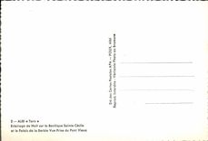 POSTAL MODERNA iluminación de Albi de la noche en la basílica Sainte Cecile y el paladar de Berbie vista del puente viejo