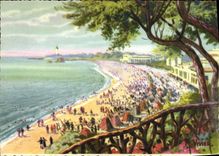 VINTAGE POSTCARD Biarritz Main beach the Fish pond