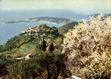 POSTAL MODERNA colores y luz de Francia que la dimensión del milagro azul de la naturaleza de Eze ve con lejos el cabo Ferrat