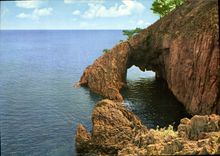 POSTAL MODERNA dimensión de las rocas rojas francesas azules de riviera de Esterel la cornisa del oro