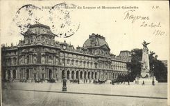Museo de París de la POSTAL de la VENDIMIA de la lumbrera y del monumento Gambetta