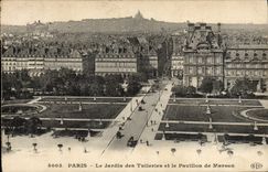 POSTAL París de la VENDIMIA el jardín de Tileries y de la casa De Marsan