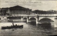 POSTAL París de la VENDIMIA el puente de la armonía y la Cámara de los Comunes la lancha a remolque del barco