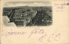 Panorama de París de la POSTAL de la VENDIMIA tomado del arco De Criomphe