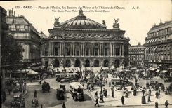 VINTAGE POSTCARD Paris Places Opera the Station Of the Subway And the Theater Of the Opera
