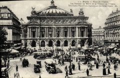 CPA Paris Place De l'Opera Les Stations Du Metro Et Le Theatre De l'Opera