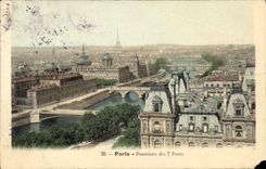 Panorama de París de la POSTAL de la VENDIMIA de los puentes