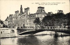 CPA Paris L'Hotel De Ville Et Le Pont d'arcole