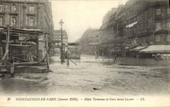 CPA Inondations De Paris Hotel Terminus Et Gare Saint Lazare