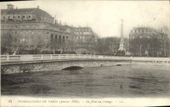 VINTAGE POSTCARD Floods Of Paris the Bridge Of the Exchange