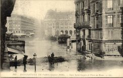 CPA Inondations De Paris Gare Saint Lazare Et Place De Rome