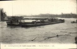 VINTAGE POSTCARD Floods Of Paris Bridge of the Pier Boat Barge
