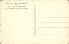 VINTAGE POSTCARD Paris In Its Wonders Places Bastille And Column Of July