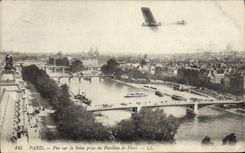 POSTAL París de la VENDIMIA vista en el Seine tomado Pavillon de Flore del plano
