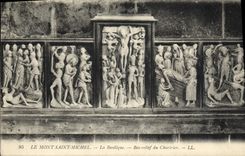 VINTAGE POSTCARD Mont Saint Michel the Low Basilica Relief Of Chartrier
