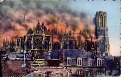 MODERN CARD Rheims bombardee