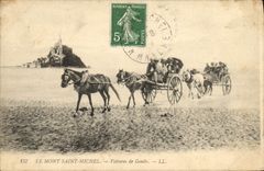 CPA Le Mont Saint Michel Voitures De Genets