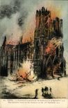 VINTAGE POSTCARD Rheims the Cathedral Set fire to By the Militaria Germans