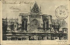 VINTAGE POSTCARD Rheims the Medical school bombardee