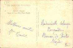 VINTAGE POSTCARD Soft Rheims France Rules Of Louis XV Place Royal