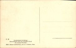 Catedral de la POSTAL de la VENDIMIA de extender meridional de Reims del pórtico norteño de la puerta grande