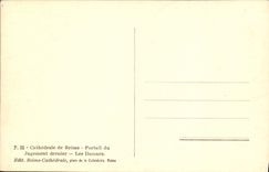 VINTAGE POSTCARD Cathedral Of Rheims Gate Of the Last Judgment Damnes Devil