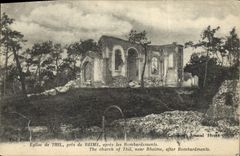 VINTAGE POSTCARD Church De Thil Close To Rheims After the Militaria Bombardments