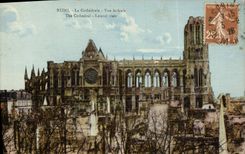 VINTAGE POSTCARD Rheims the Cathedral Seen Side