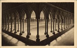VINTAGE POSTCARD Soft France Mont Saint Michel Galleries Abbey Of the Cloister