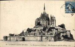 CPA Le Mont Saint Michel Les Remparts Et l'Abbaye