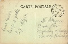 POSTAL Saumur de la VENDIMIA el puente en el Loire y la entrada de la calle nacional con perspectiva en el castillo