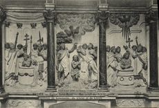 CPA Reims Eglise Saint Remi Bas relief Baptemes de Constantin du Christ et de Clovis