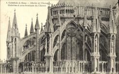 VINTAGE POSTCARD Rheims the Cathedral Apse and Bedside Galleries and paring arcs of the bedside