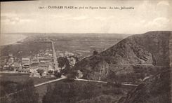 VINTAGE POSTCARD Carolles the Beach with the pird of the Pinion Bittern With far Jullouville