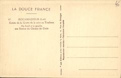 VINTAGE POSTCARD Soft Rocamadour France Entered Of the cave of the setting to the tomb At the bottom and on the left a station of the Cr way