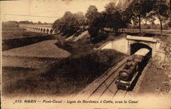 CPA Agen Pont Canal Ligne De Bordeaux A Cette Sous La Canal Train 