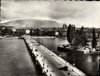 MODERN CARD Geneva Bridge Of Mont Blanc And island Rousseau