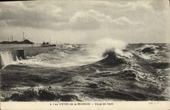 VINTAGE POSTCARD Dimensions Of the English Channel Strong gale