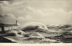 VINTAGE POSTCARD Dimensions Of the English Channel Sea By Storm